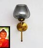 Modern Brass Wall Light with Smoked Glass Shade