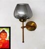 Modern Brass Wall Light with Smoked Glass Shade