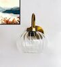 Modern Brass Wall Sconce Clear Ribbed Glass Light
