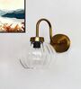 Modern Brass Wall Sconce Clear Ribbed Glass Light