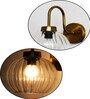 Modern Brass Wall Sconce Clear Ribbed Glass Light