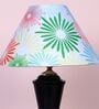 Modern Brilliance Black Metal Table Lamp With Abstract Print Satin Shade