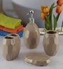 Modern Brown Ceramic Set of 4 Bath Accessories Set 