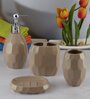 Modern Brown Ceramic Set of 4 Bath Accessories Set 