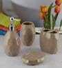 Modern Brown Ceramic Set of 4 Bath Accessories Set 