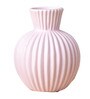 Modern Chromatic Ribbed Pink Artisanal Ceramic Flower Vase