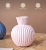 Modern Chromatic Ribbed Pink Artisanal Ceramic Flower Vase