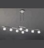 Modern Chrome 8 Light Chandelier Linear Pendant Ceiling Light with Crystal Glass Shades