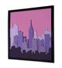 Modern City Night Pinewood Wall Mural In Multicolour