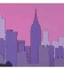 Modern City Night Pinewood Wall Mural In Multicolour