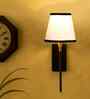 Modern Conical Fabric Wall Light | Heavy Metal Bracket | Home D cor Lamp-(White & Black)