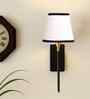 Modern Conical Fabric Wall Light | Heavy Metal Bracket | Home D cor Lamp-(White & Black)