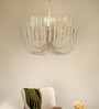 Modern Contemporary Off-White Chandelier with Sculptural Candle Sticks