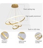 Modern Contemporary Spiral LED 3 Ring Chandelier   Adjustable Height with 3 Color Lighting Modes
