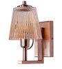 Modern Copper and Glass Ribbed Wall Sconce