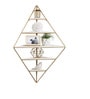 Modern Corner Diamond Shape Wooden Wall Shelf with Light Oak Finish