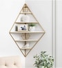 Modern Corner Diamond Shape Wooden Wall Shelf with Light Oak Finish