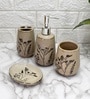 Modern Cream Ceramic Set of 4 Bath Accessories Set