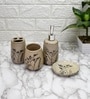 Modern Cream Ceramic Set of 4 Bath Accessories Set