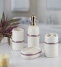 Modern Cream Ceramic Set of 4 Bath Accessories Set 