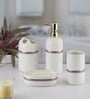 Modern Cream Ceramic Set of 4 Bath Accessories Set 