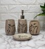 Modern Cream Ceramic Set of 4 Bath Accessories Set