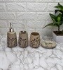 Modern Cream Ceramic Set of 4 Bath Accessories Set