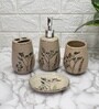Modern Cream Ceramic Set of 4 Bath Accessories Set
