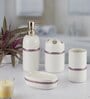 Modern Cream Ceramic Set of 4 Bath Accessories Set 