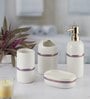 Modern Cream Ceramic Set of 4 Bath Accessories Set 