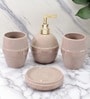Modern Cream Ceramic Set of 4 Bath Accessories Set 