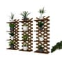 Modern Criss Cross Designer Dark Walnut Planter Shelves Set Of 3
