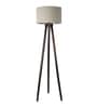 Adriana Beige Fabric Shade Tripod Floor Lamp With Wood Base