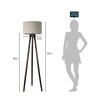 Adriana Beige Fabric Shade Tripod Floor Lamp With Wood Base