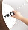 Ryan Orange Fabric Shade Tripod Floor Lamp With Wood Base