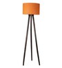 Ryan Orange Fabric Shade Tripod Floor Lamp With Wood Base
