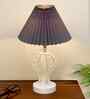 Modern Crystal Round Table Lamp with Grey Pleated Shade