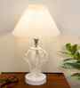 Modern Crystal Round Table Lamp with White Pleated Shade