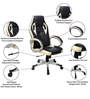 Modern Designer Gaming Chair In Cream & Black Colour
