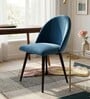 Modern Dining Chair With Iron Legs In Blue Color