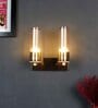 Modern Double Arm Wall Light With Amber Colour Long Glass