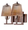Modern Double Copper and Glass Ribbed Wall Sconce