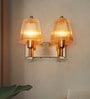 Modern Double Copper and Glass Ribbed Wall Sconce