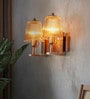 Modern Double Copper and Glass Ribbed Wall Sconce