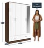 Modern Engineered Wood 4 Door Wardrobe in White Finish