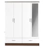 Modern Engineered Wood 4 Door Wardrobe in White Finish