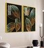 Modern Exquisite Oak Leaves Art Acrylic Framed Art Panel (Set Of 2)