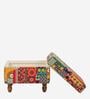 Modern Fabric Ottoman In  Floral Swirls Multicolor Colour
