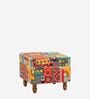 Modern Fabric Ottoman In  Floral Swirls Multicolor Colour