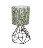 Modern Farmhouse Metal Diamond Desk Table Lamp with Printed Shade Decorative Bed Table Side Matt Black Light, Savanna